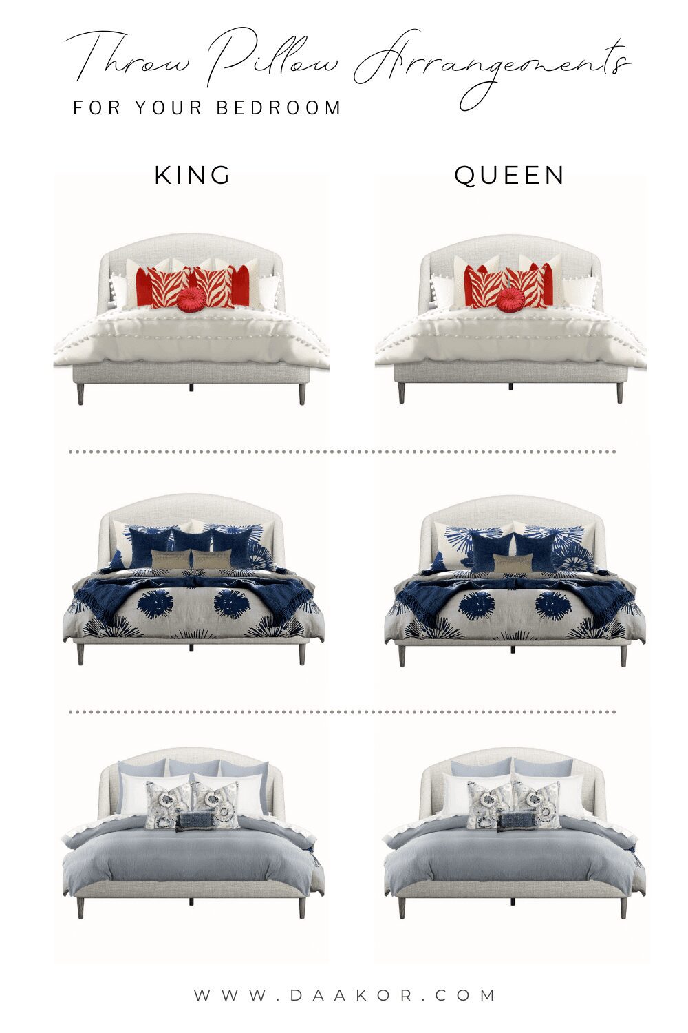 Throw Pillow Arrangements How to style your bed
