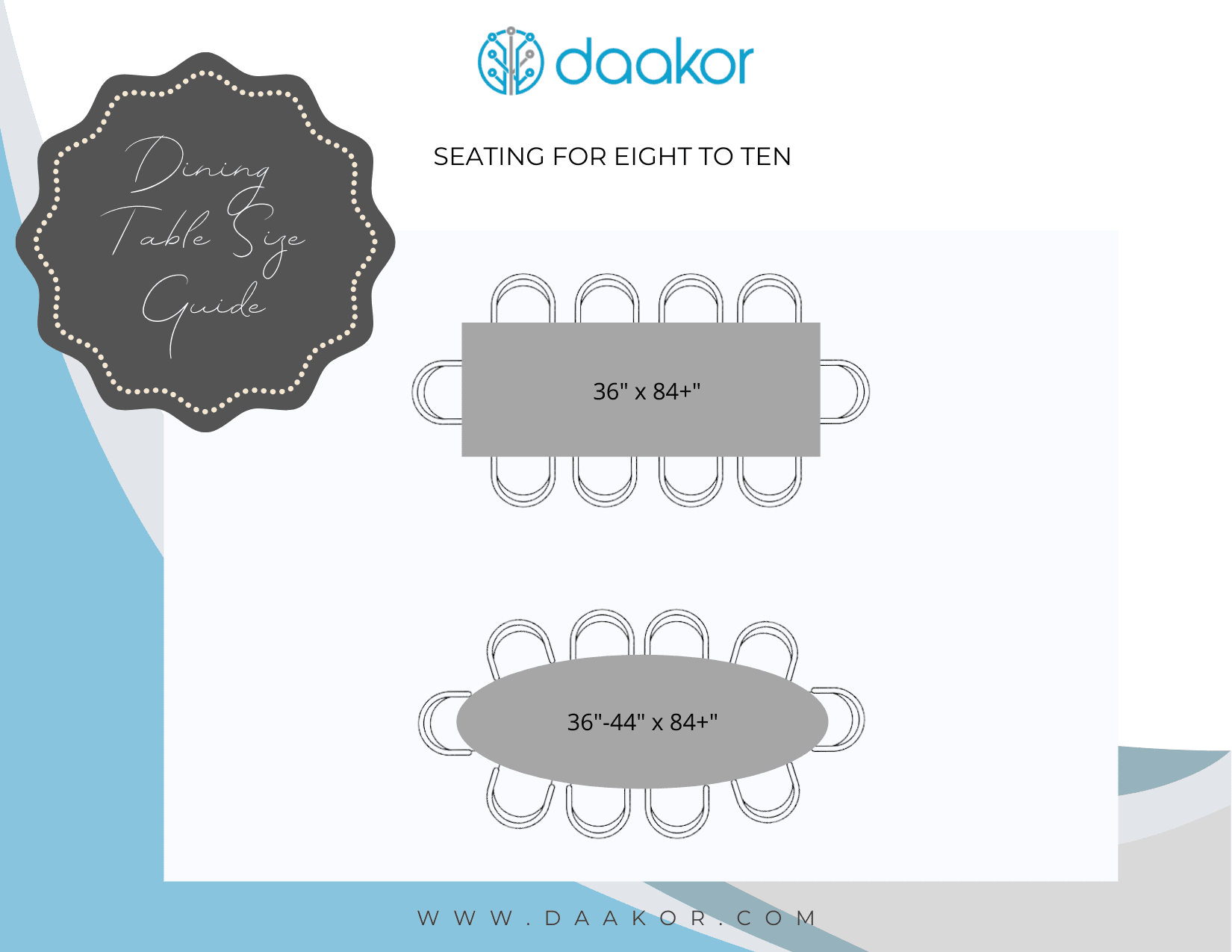 dining table seating for eight to ten
